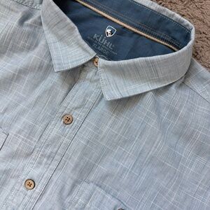 KUHL Mens XL  Karib Short Sleeve Shirt Horizon Blue Button Up